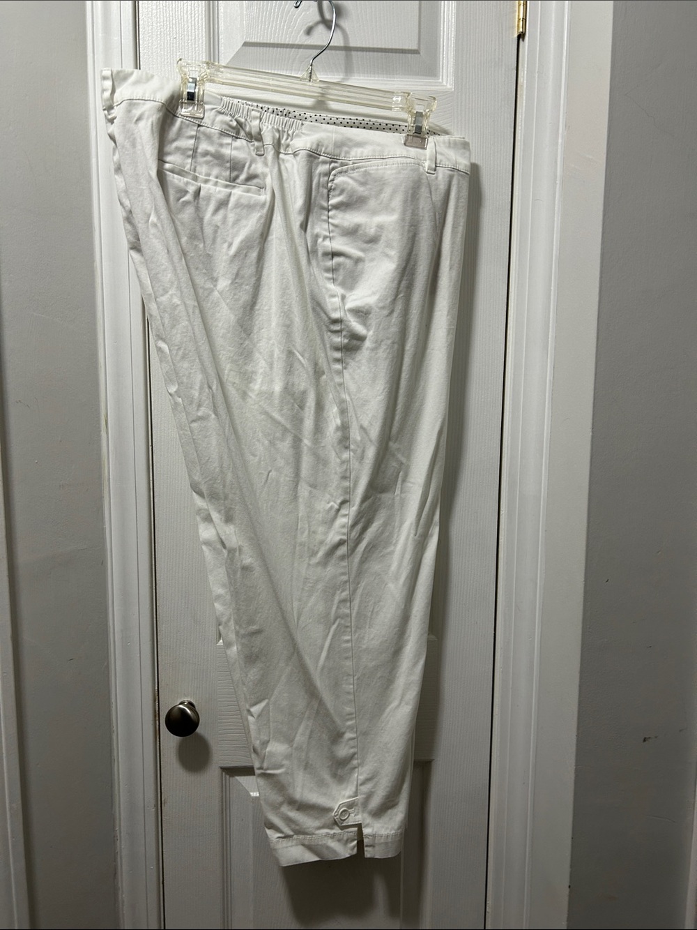 Talbots White Elastic-Waist Cropped Pants